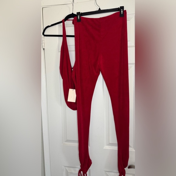 Red Women's Two Piece Pant Set - Picture 4 of 6